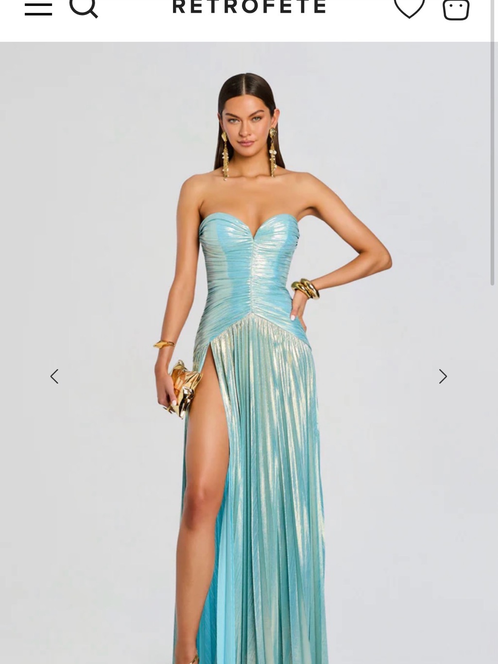 Retrofete Issey Dress Aqua Strapless Sweetheart Gown